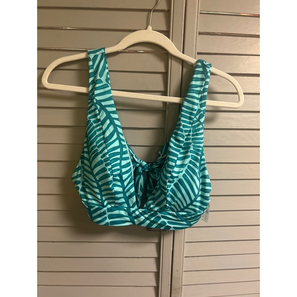 Vitamin A Swimsuit Top XXL Aqua Green Leaf Print Sustainable Swimwear‎